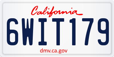 CA license plate 6WIT179