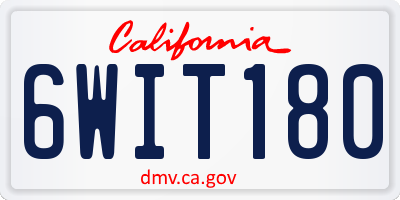 CA license plate 6WIT180