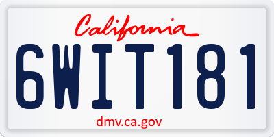 CA license plate 6WIT181