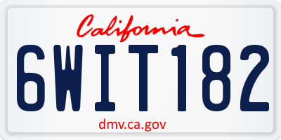 CA license plate 6WIT182
