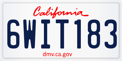 CA license plate 6WIT183