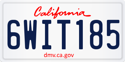 CA license plate 6WIT185