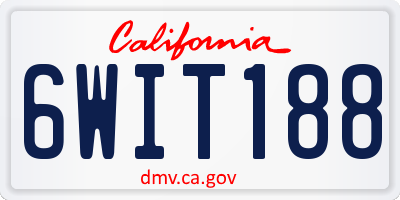 CA license plate 6WIT188