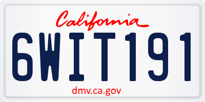 CA license plate 6WIT191