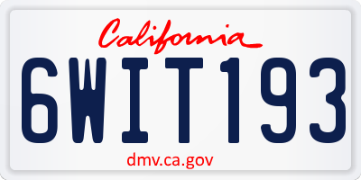 CA license plate 6WIT193