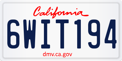CA license plate 6WIT194