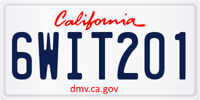 CA license plate 6WIT201