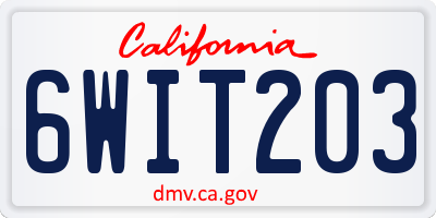 CA license plate 6WIT203