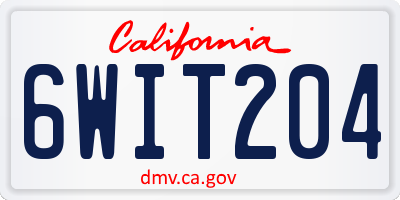 CA license plate 6WIT204