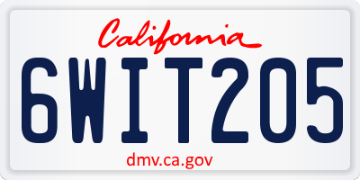 CA license plate 6WIT205