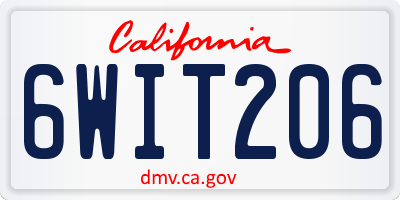 CA license plate 6WIT206