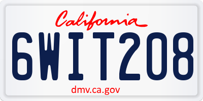 CA license plate 6WIT208