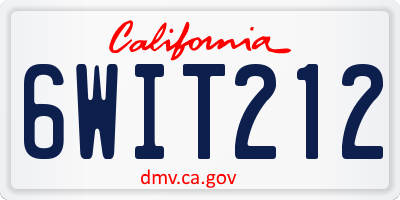 CA license plate 6WIT212