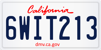CA license plate 6WIT213