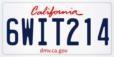 CA license plate 6WIT214