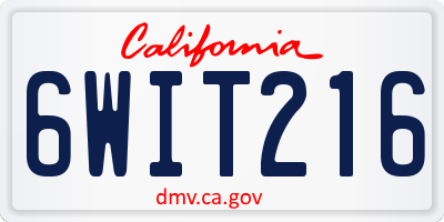 CA license plate 6WIT216