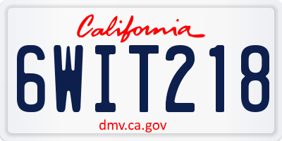 CA license plate 6WIT218