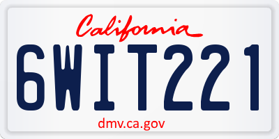 CA license plate 6WIT221