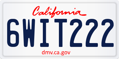 CA license plate 6WIT222