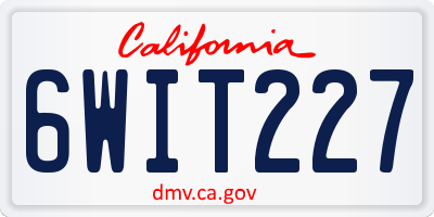 CA license plate 6WIT227