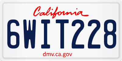 CA license plate 6WIT228