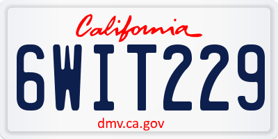 CA license plate 6WIT229