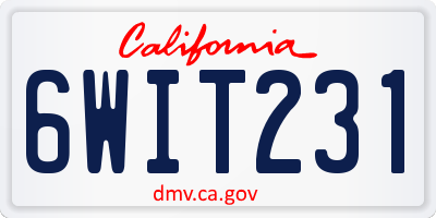 CA license plate 6WIT231