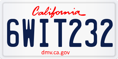 CA license plate 6WIT232