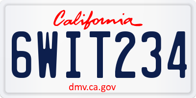 CA license plate 6WIT234
