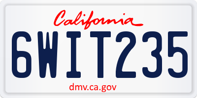 CA license plate 6WIT235