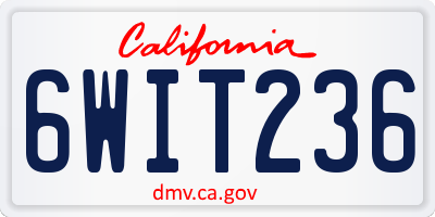 CA license plate 6WIT236