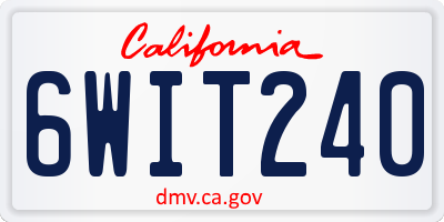 CA license plate 6WIT240