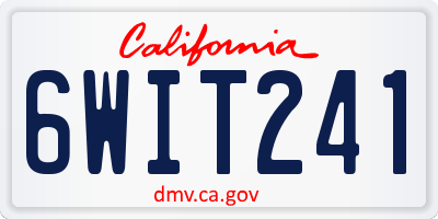 CA license plate 6WIT241