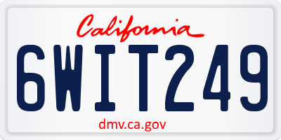 CA license plate 6WIT249