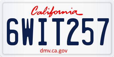 CA license plate 6WIT257