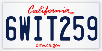 CA license plate 6WIT259