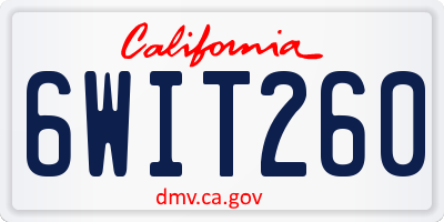 CA license plate 6WIT260