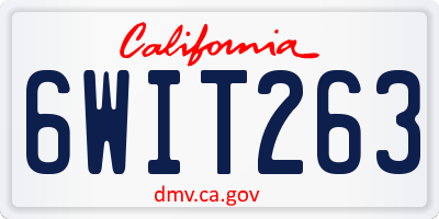CA license plate 6WIT263