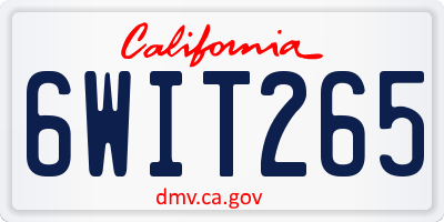 CA license plate 6WIT265