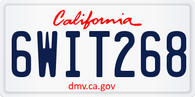 CA license plate 6WIT268