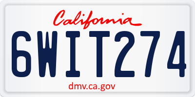CA license plate 6WIT274