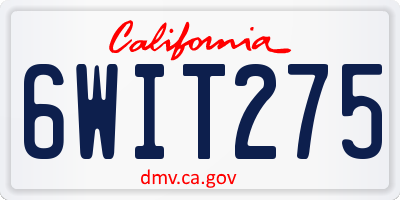 CA license plate 6WIT275
