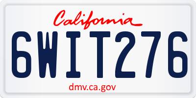 CA license plate 6WIT276