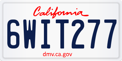 CA license plate 6WIT277