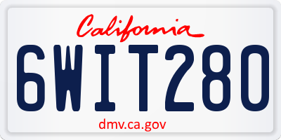 CA license plate 6WIT280