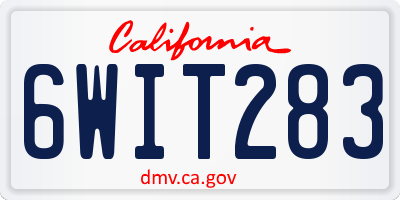 CA license plate 6WIT283