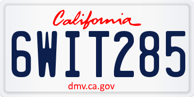 CA license plate 6WIT285