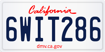 CA license plate 6WIT286