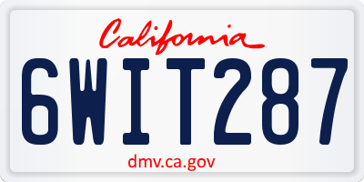 CA license plate 6WIT287