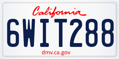 CA license plate 6WIT288